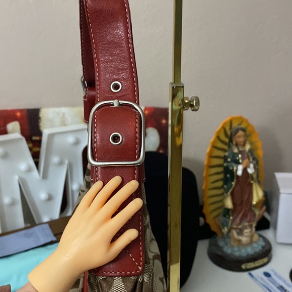 Coach Signature Soho Hobo Shoulder
Bag Red Tan Monogram K1K-6070 - Picture 7 of 13